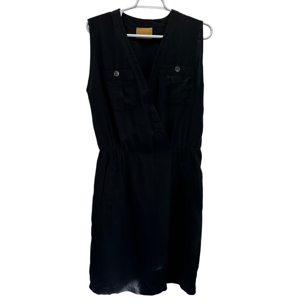 No. 6 Store Black Dress Suplice Wrap Neckline Utility Style Straight Skirt 3 Lg